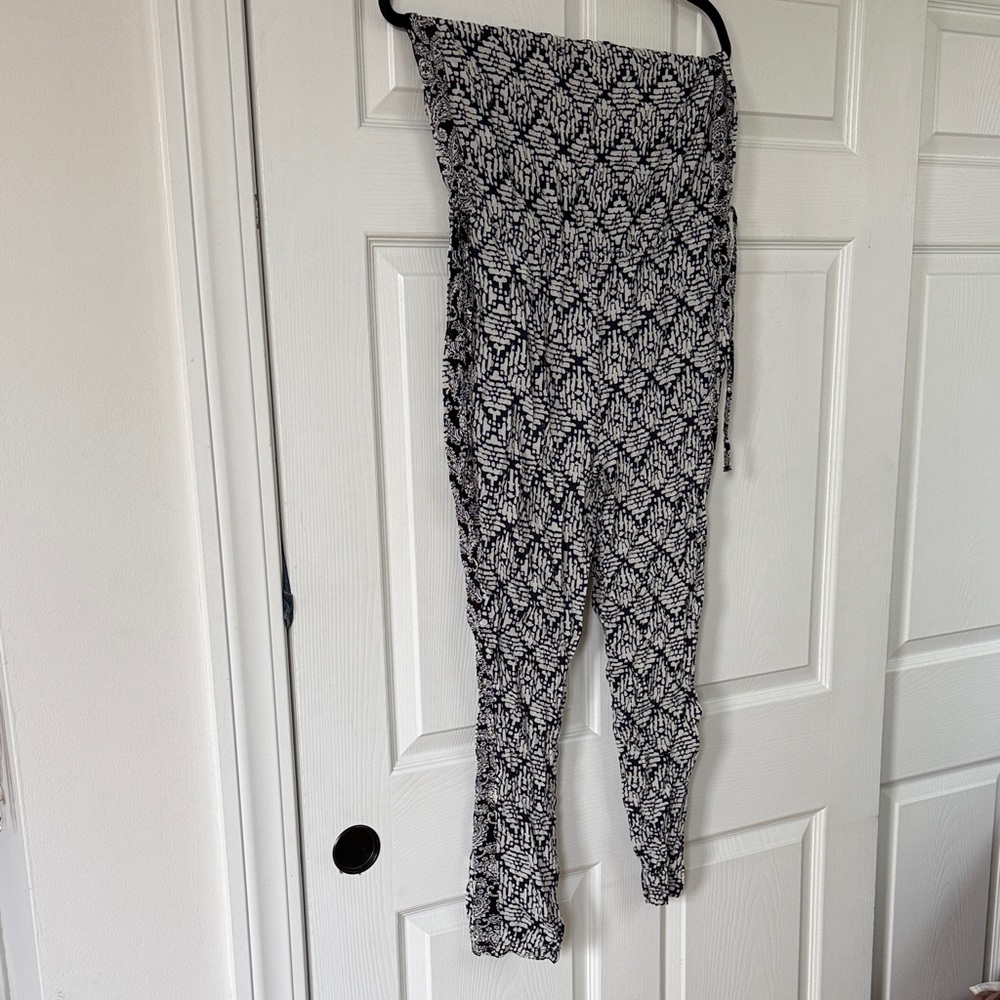 strapless patterned jumpsuit